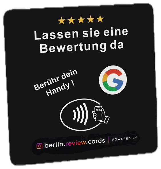 Schwarzer Sticker mit Google-Logo und Kontaktlos-Symbol
